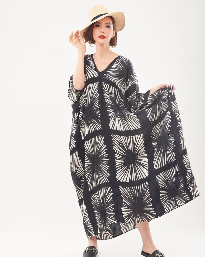 Women Batik Square Midi Kaftan Dress