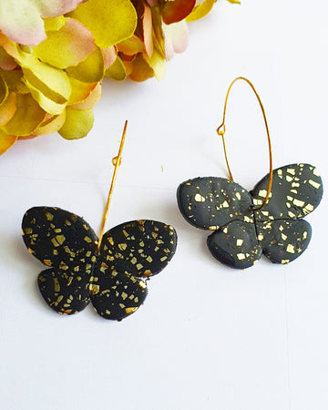 Gold butterfly deals hoop earrings